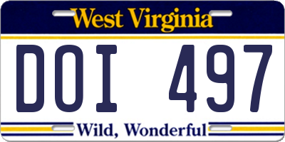 WV license plate DOI497