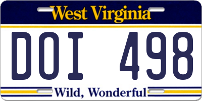 WV license plate DOI498