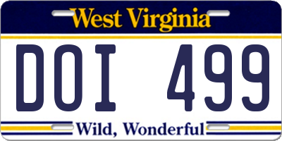 WV license plate DOI499