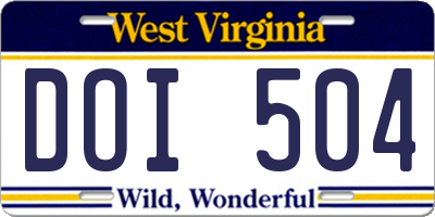 WV license plate DOI504