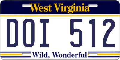 WV license plate DOI512