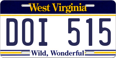 WV license plate DOI515