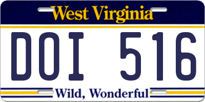 WV license plate DOI516