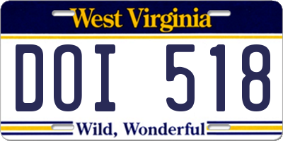 WV license plate DOI518