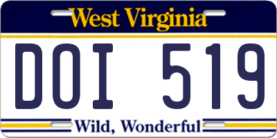 WV license plate DOI519