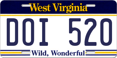WV license plate DOI520