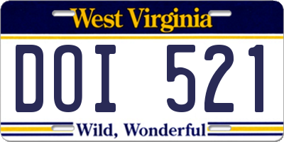 WV license plate DOI521