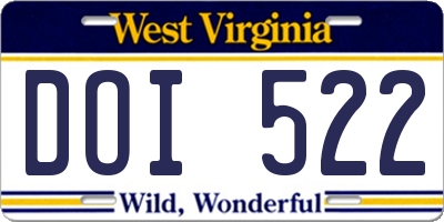 WV license plate DOI522