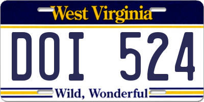 WV license plate DOI524
