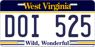 WV license plate DOI525