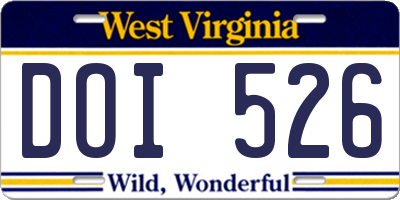 WV license plate DOI526