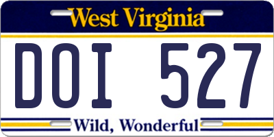 WV license plate DOI527