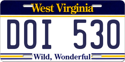 WV license plate DOI530