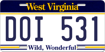 WV license plate DOI531