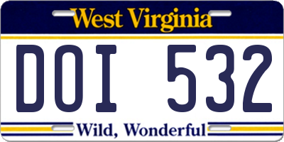 WV license plate DOI532