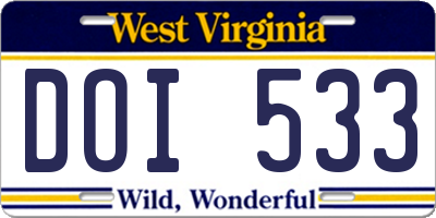 WV license plate DOI533