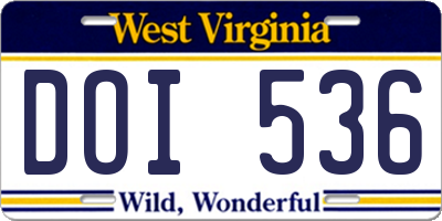 WV license plate DOI536