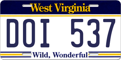 WV license plate DOI537