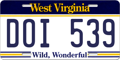 WV license plate DOI539