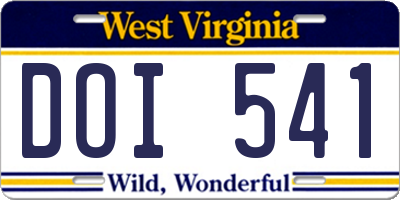 WV license plate DOI541