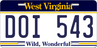 WV license plate DOI543