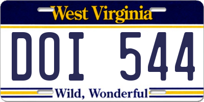 WV license plate DOI544