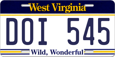 WV license plate DOI545