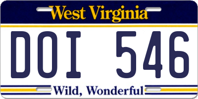 WV license plate DOI546