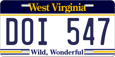 WV license plate DOI547