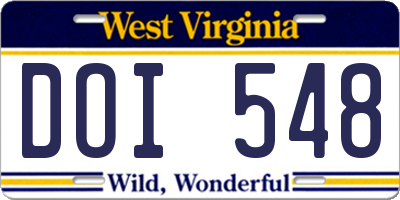 WV license plate DOI548