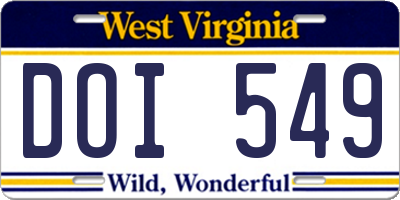 WV license plate DOI549