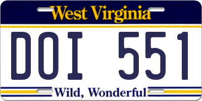 WV license plate DOI551