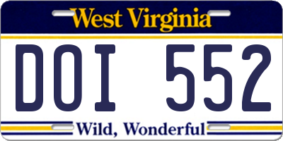 WV license plate DOI552