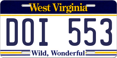 WV license plate DOI553
