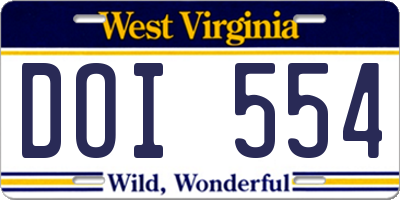 WV license plate DOI554