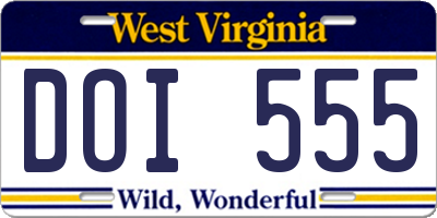WV license plate DOI555