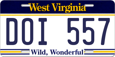 WV license plate DOI557