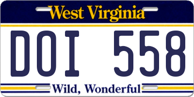 WV license plate DOI558