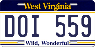 WV license plate DOI559