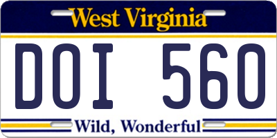WV license plate DOI560