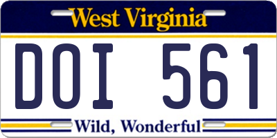 WV license plate DOI561