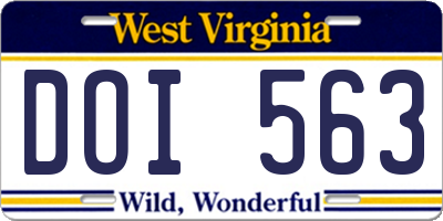 WV license plate DOI563