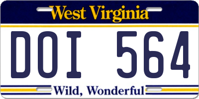 WV license plate DOI564