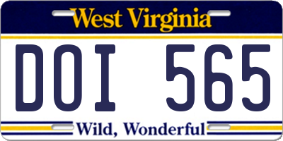 WV license plate DOI565