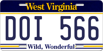 WV license plate DOI566
