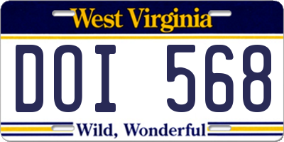 WV license plate DOI568