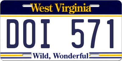 WV license plate DOI571