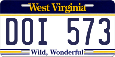 WV license plate DOI573