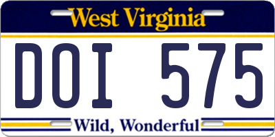 WV license plate DOI575