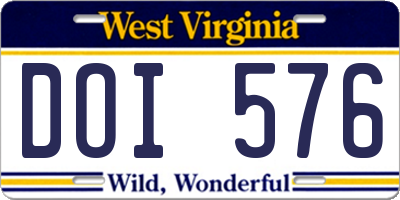WV license plate DOI576